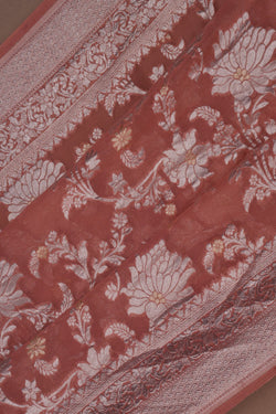 Image of Banarasi Chiffon Peach Saree