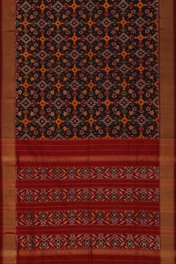 Image of Pochampally Ikat Silk Brown Saree