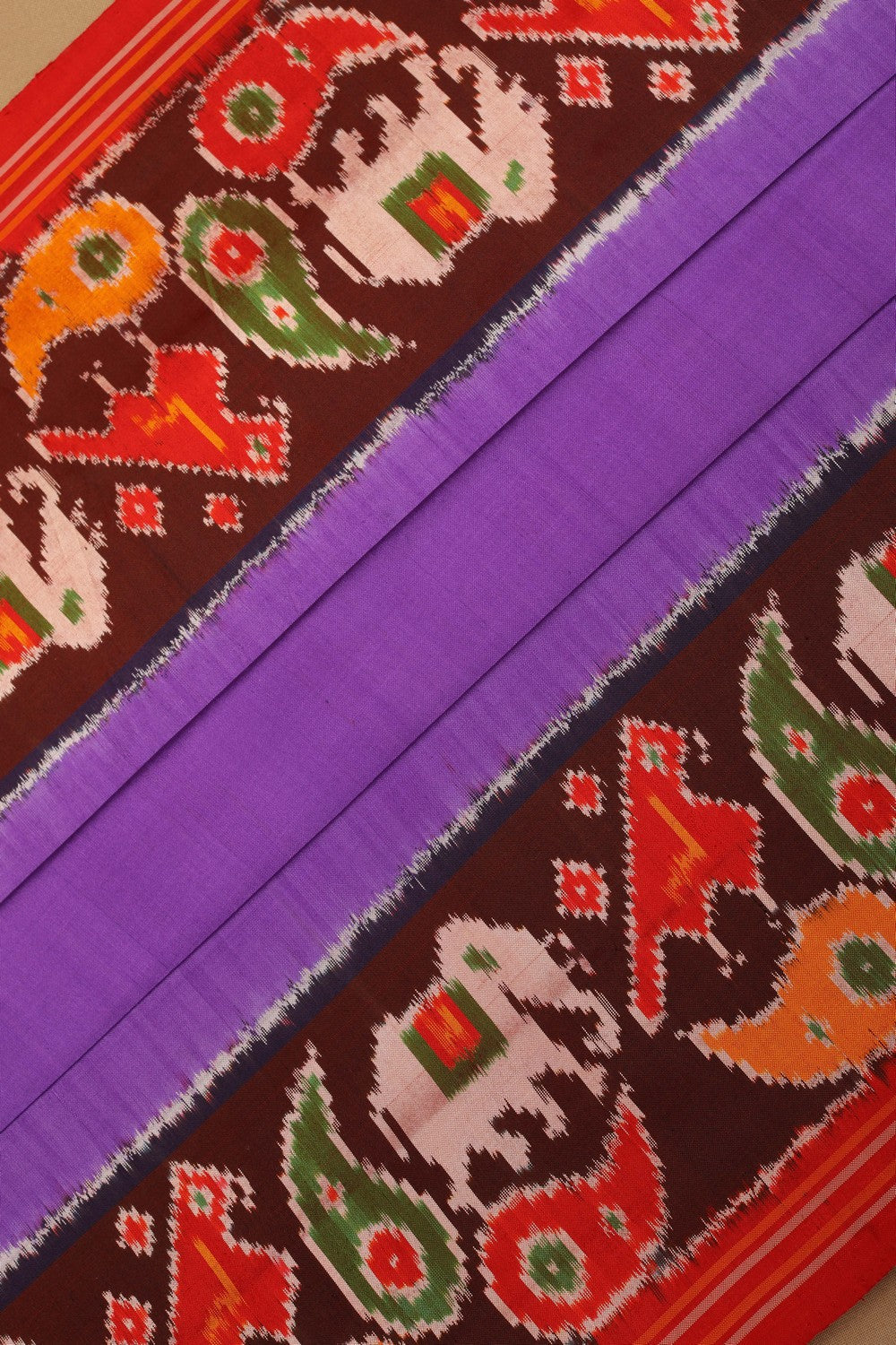 Image of Pochampally Ikat Silk Purple Saree