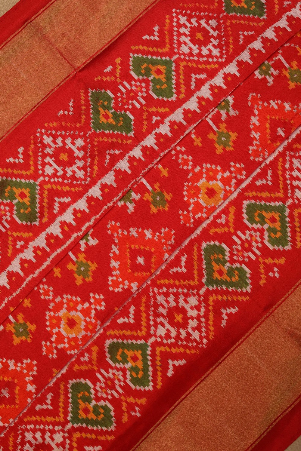 Pochampally Ikat Silk Red Saree