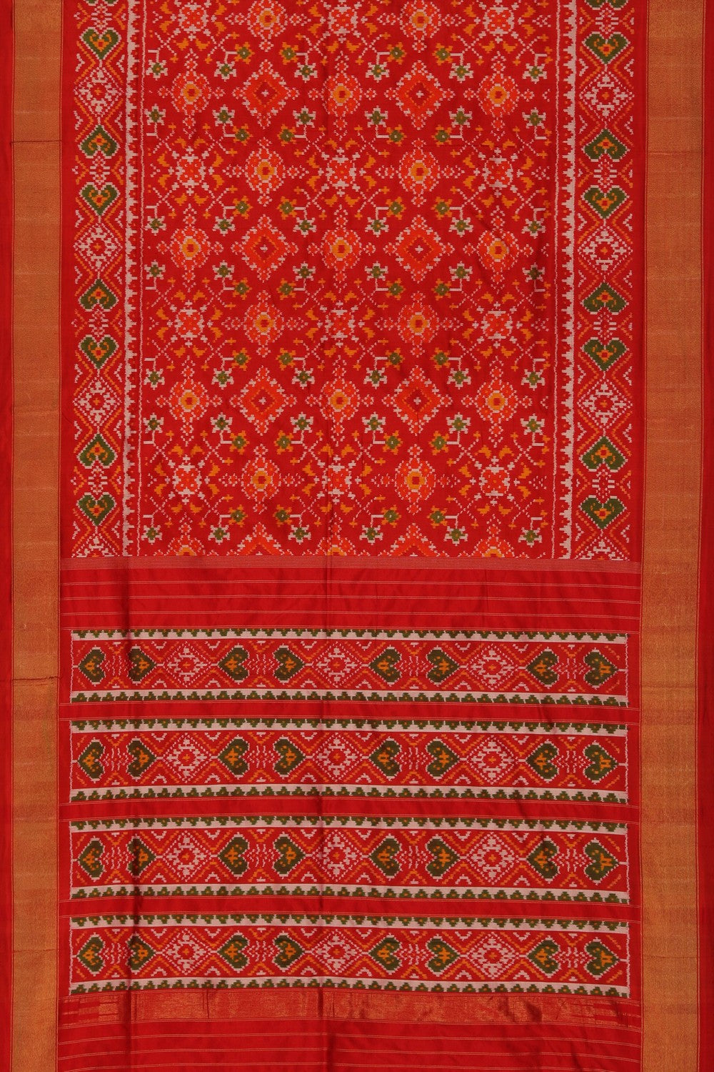Pochampally Ikat Silk Red Saree