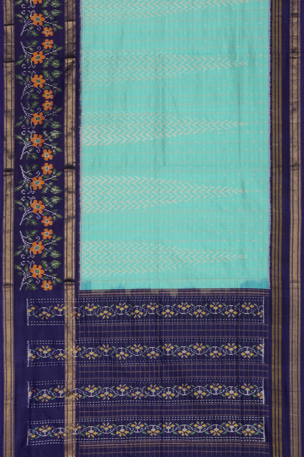Pochampally Ikat Silk Sea Blue Saree