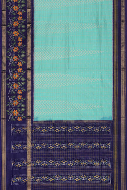 Image of Pochampally Ikat Silk Sea Blue Saree
