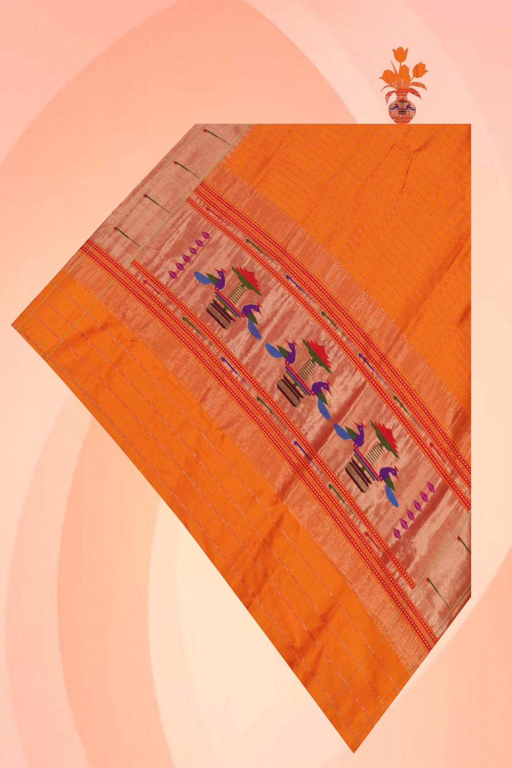 Paithani Silk Orange Dupatta
