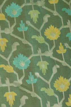 Image of Kora Silk Brocade Green Saree