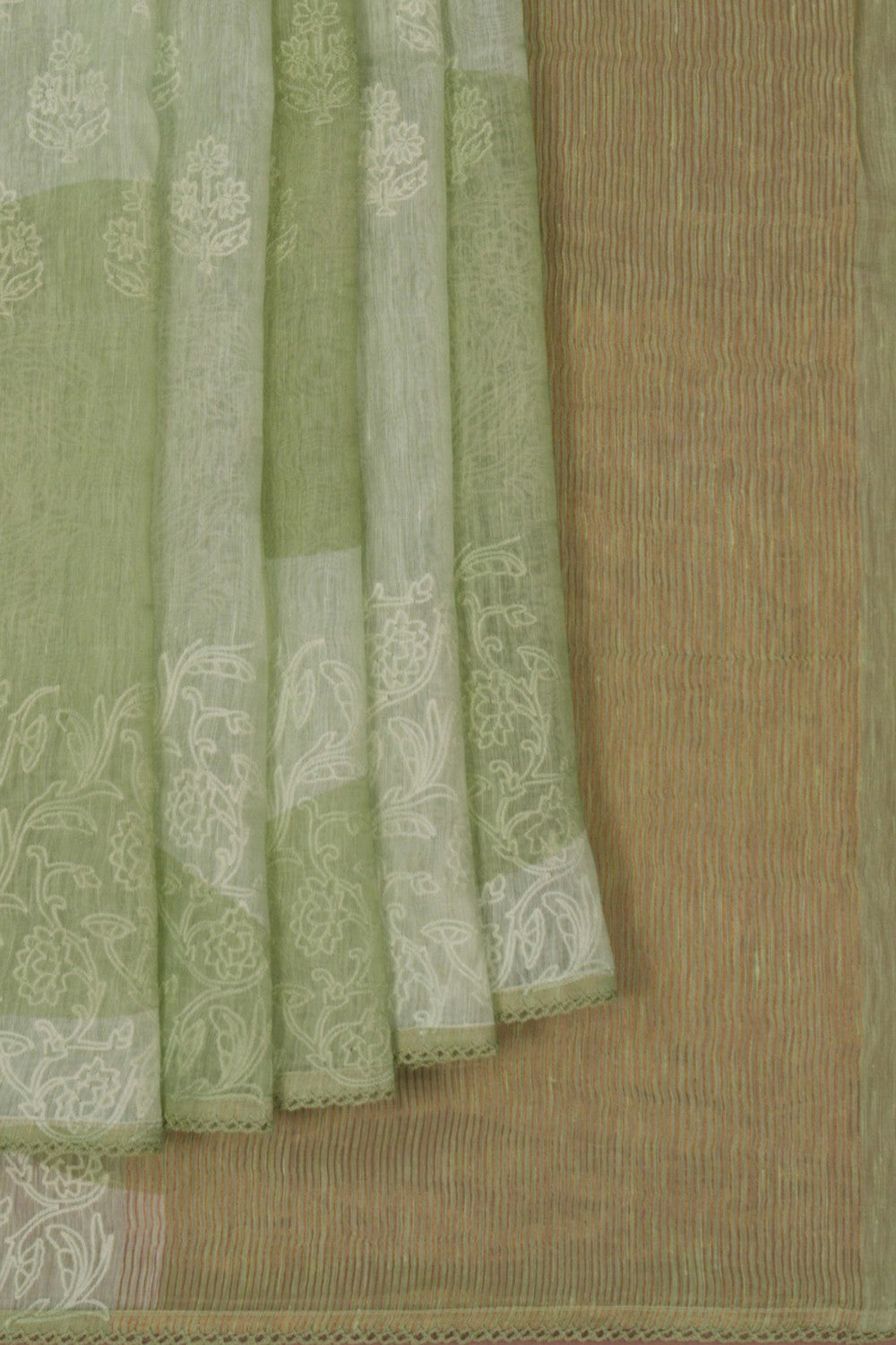 Image of Linen Aqua Green Saree