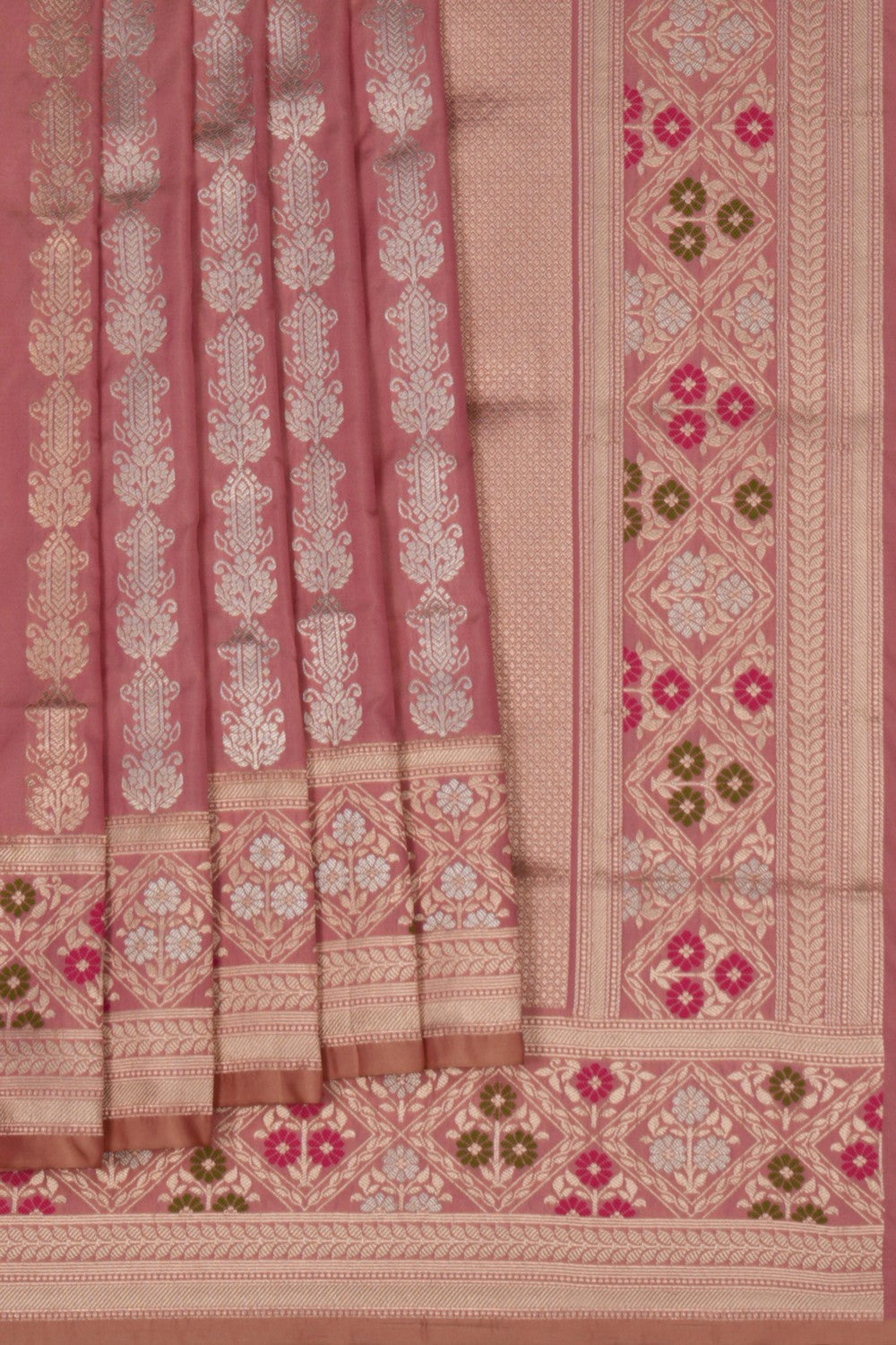 Image of Banarasi Coral Pink Saree