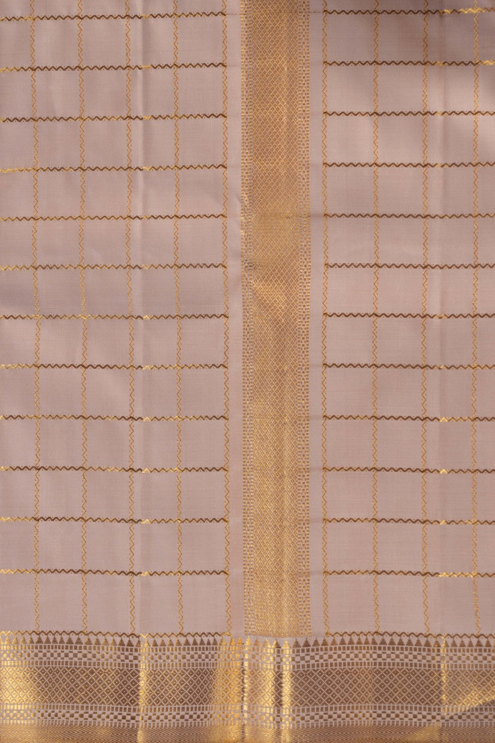 Image of Arani Silk Beige Dhoti With Kanduva (8 X 4)