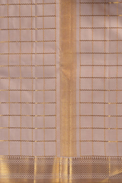 Image of Arani Silk Beige Dhoti With Kanduva (8 X 4)