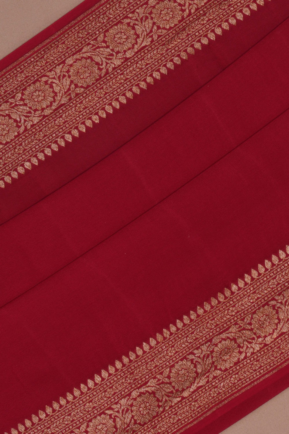Banarasi Crepe Red Saree