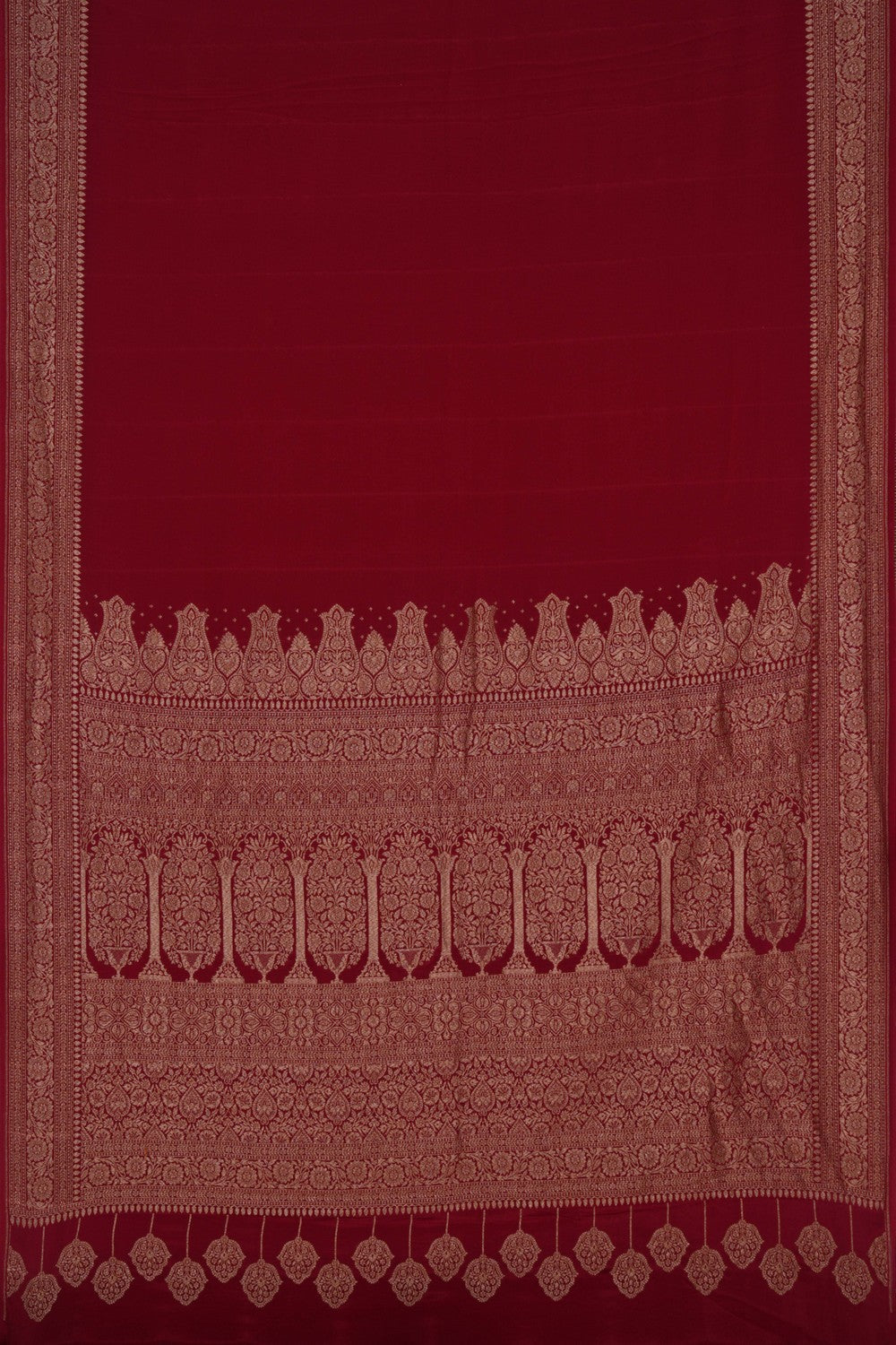 Banarasi Crepe Red Saree