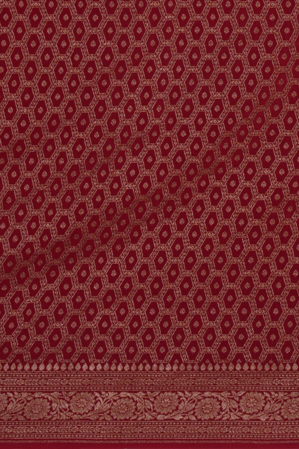 Banarasi Crepe Red Saree