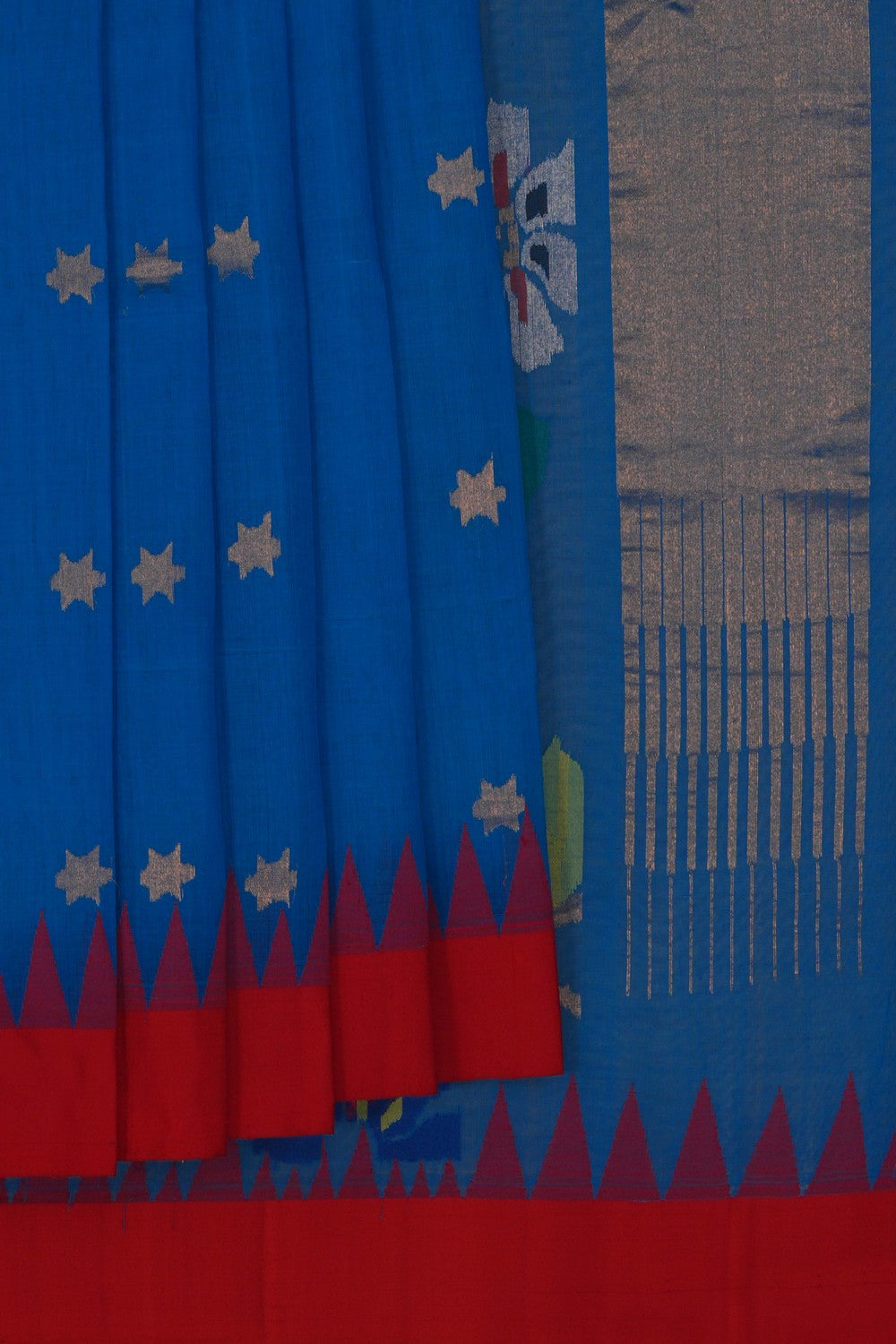 Image of Ponduru Cotton Blue Saree