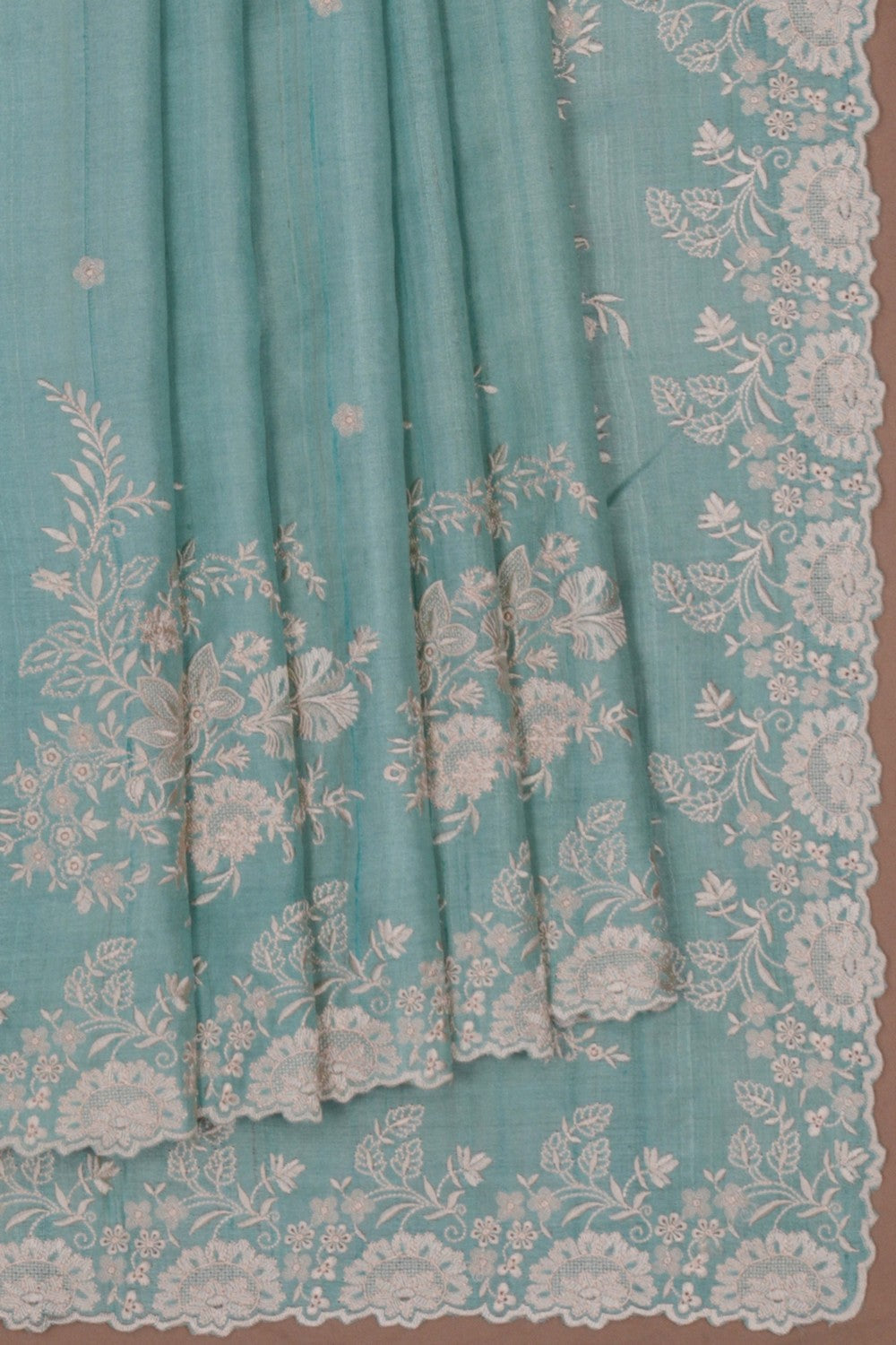 Image of Tussar Silk Embroidery Saree