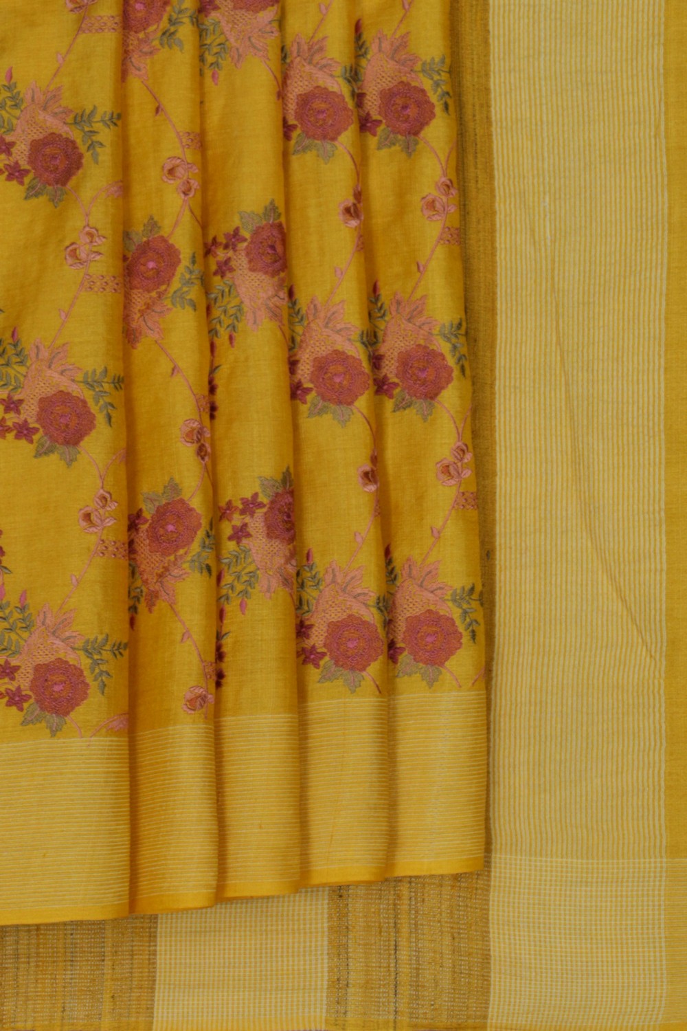 Tussar Silk Embroidery Saree