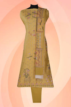 Image of Chanderi Pichwai Printed Unstitched Dress Material (3 Pcs Set)