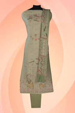 Image of Chanderi Pichwai Printed Unstitched Dress Material (3 Pcs Set)