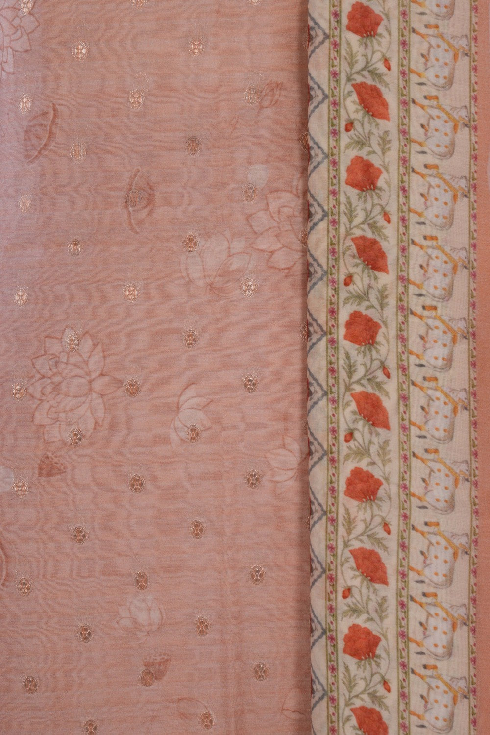 Chanderi Pichwai Printed Unstitched Dress Material (3 Pcs Set)