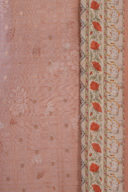 Image of Chanderi Pichwai Printed Unstitched Dress Material (3 Pcs Set)