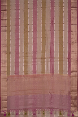Image of A Tissue Saree With Horizontal Zari Lines