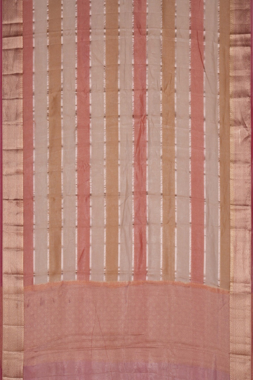 A Tissue Saree With Horizontal Zari Lines