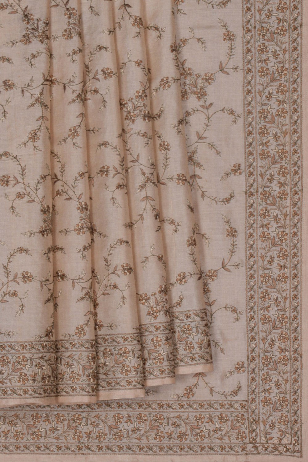 Image of Embroidered Tussar Saree