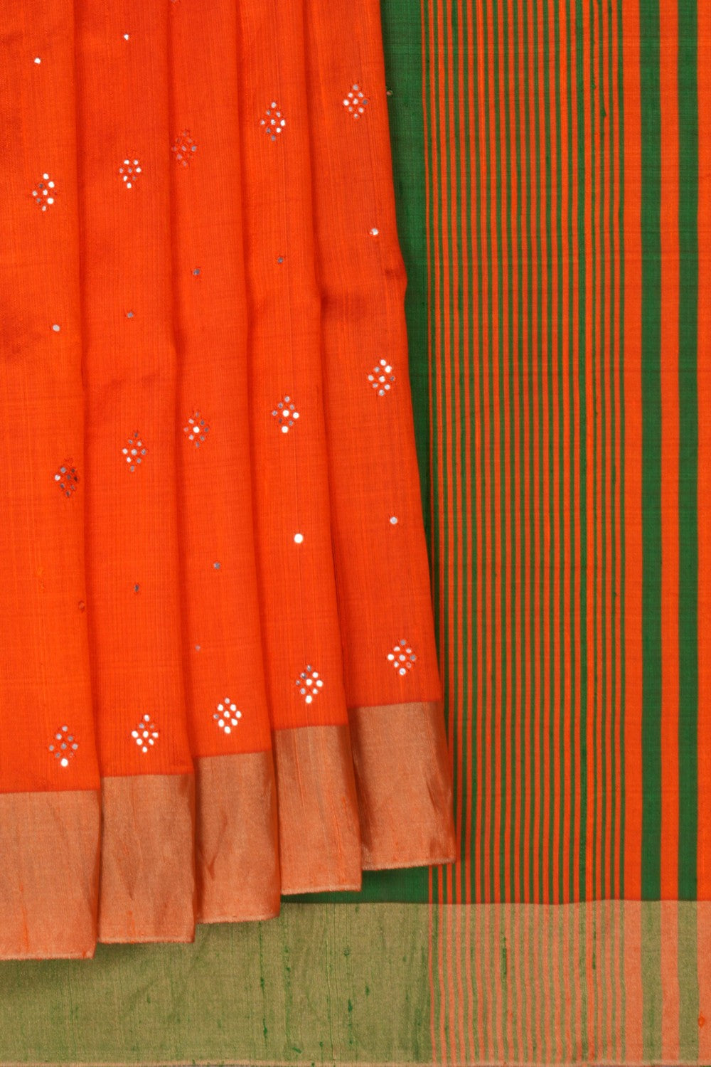 Image of Dupion Silk Orange Saree