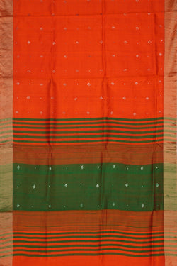Image of Dupion Silk Orange Saree