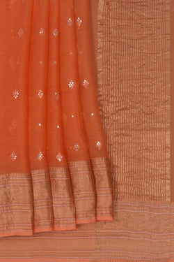 Image of Chanderi Orange Saree