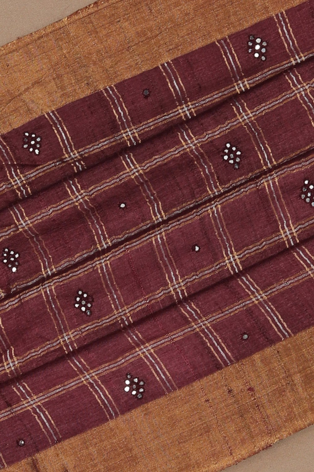 Image of Tussar Silk Deep Wine Purple Saree