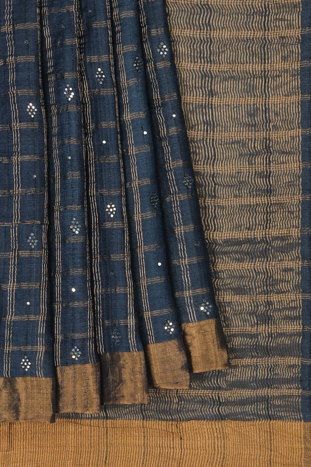 Tussar Silk Teal Blue Saree
