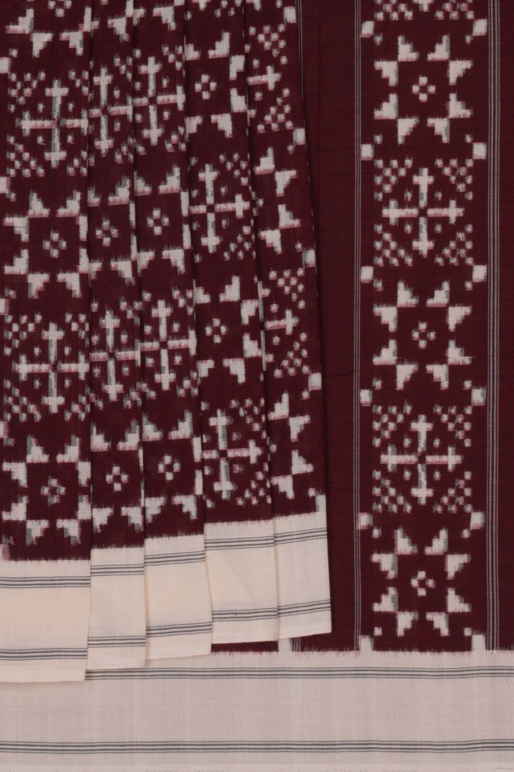 Pochampally Ikat Cotton Maroon Saree