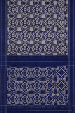 Image of Pochampally Ikat Cotton Royal Blue Saree