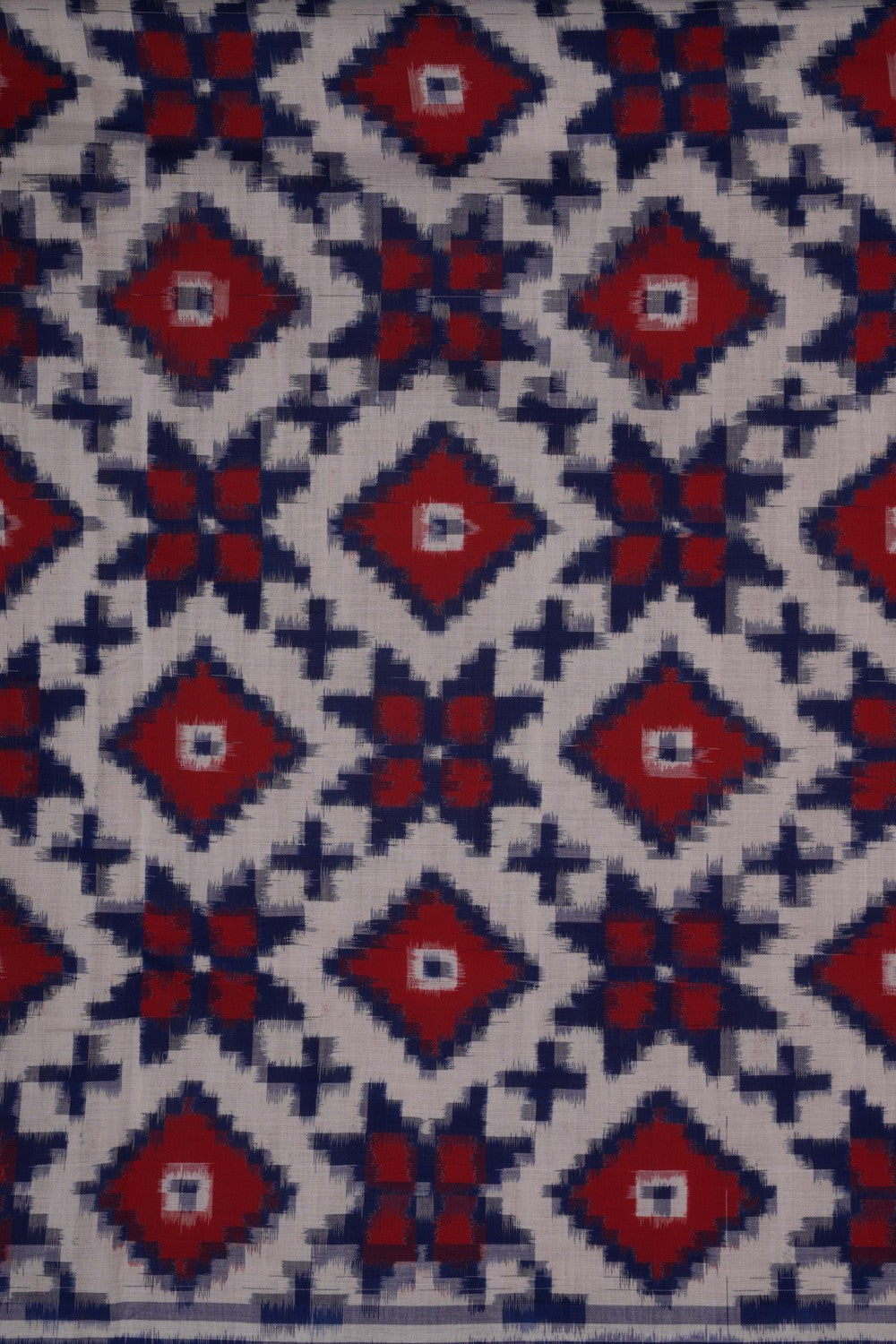 Image of Pochampally Ikat Cotton White Saree