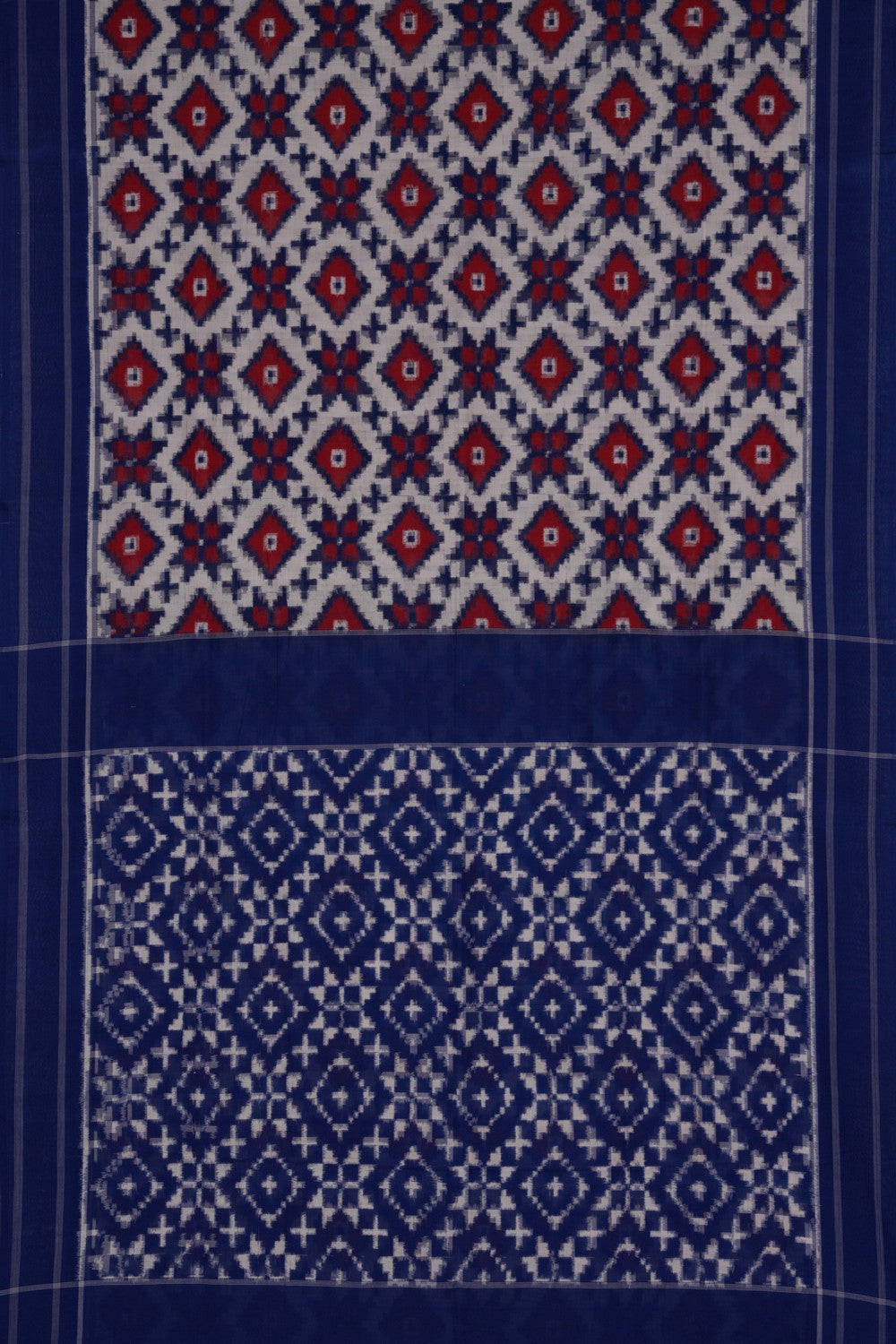 Image of Pochampally Ikat Cotton White Saree