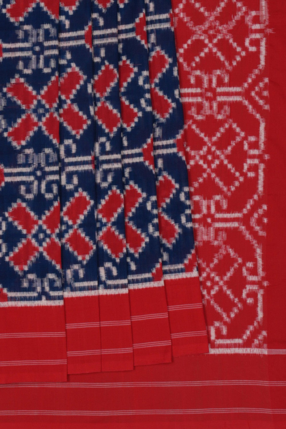 Image of Pochampally Ikat Cotton Royal Blue Saree