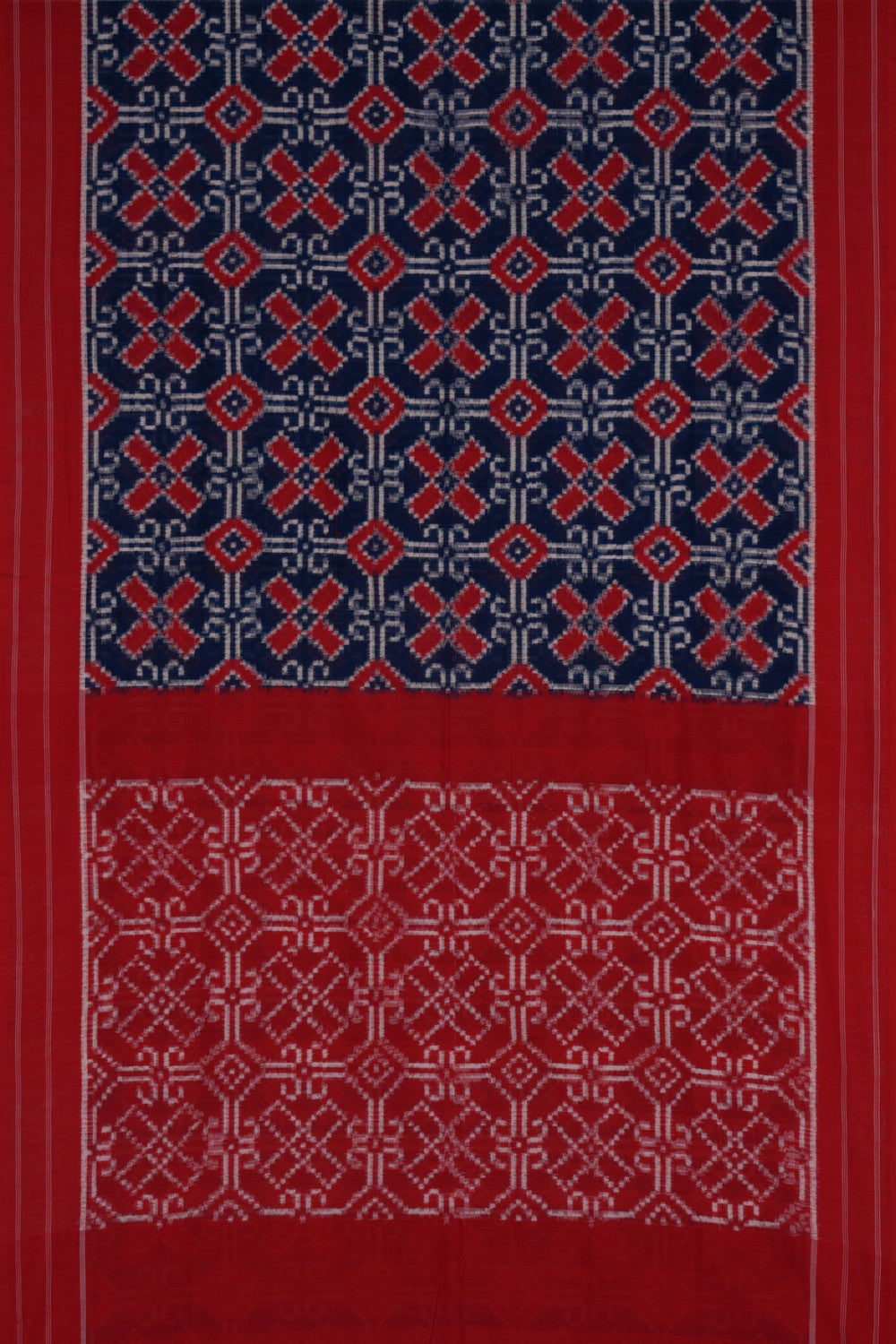 Image of Pochampally Ikat Cotton Royal Blue Saree