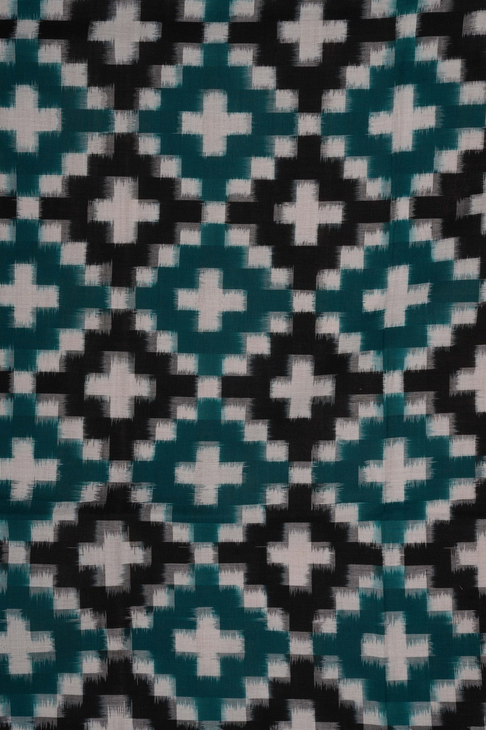 Image of Pochampally Ikat Cotton Teal Green Saree