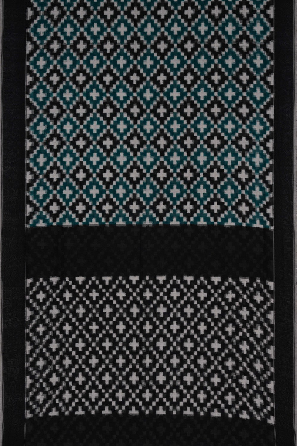 Image of Pochampally Ikat Cotton Teal Green Saree