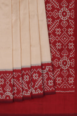 Image of Pochampally Ikat Silk Cream Saree