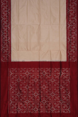 Image of Pochampally Ikat Silk Cream Saree