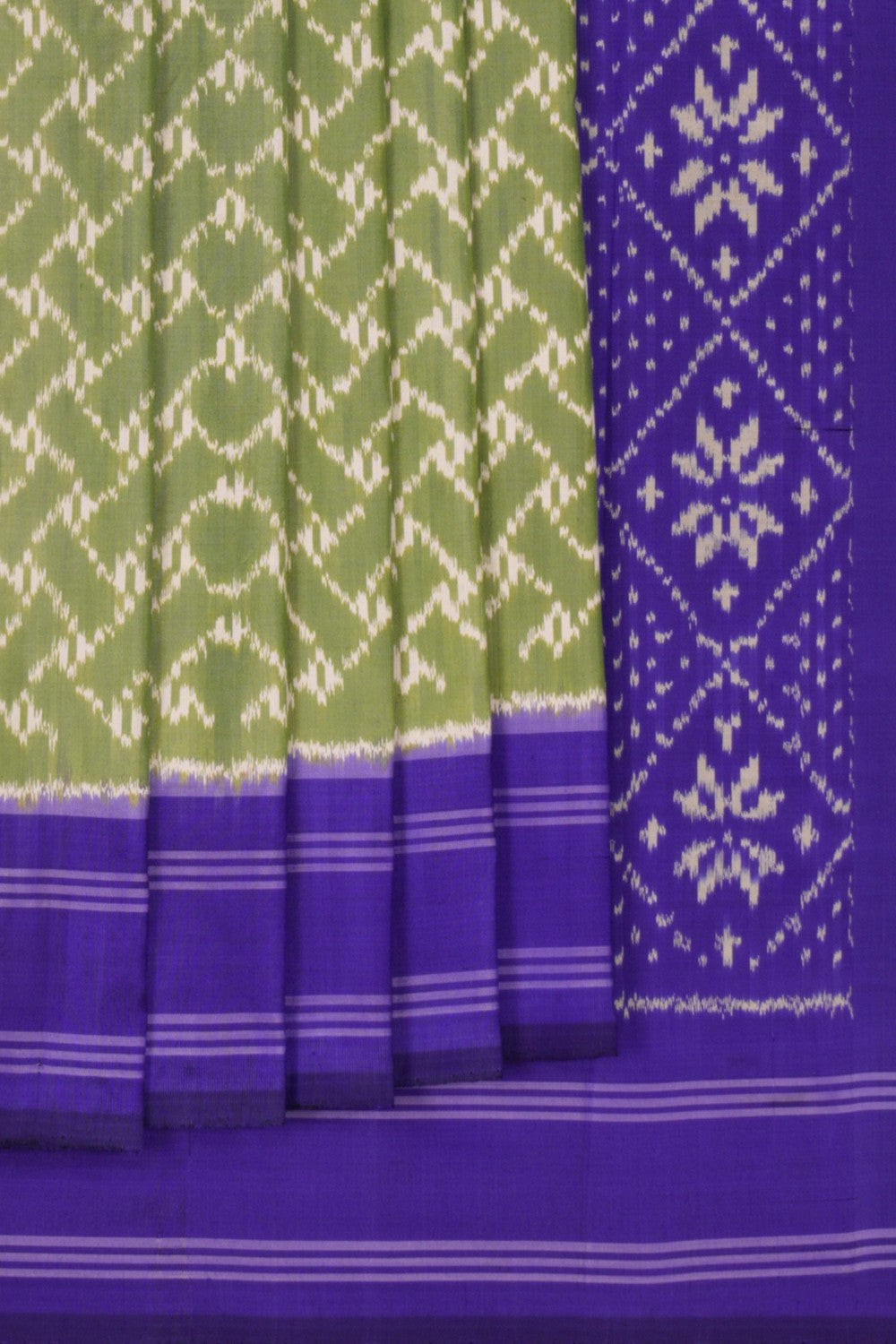 Image of Pochampally Ikat Silk Sage Green Saree