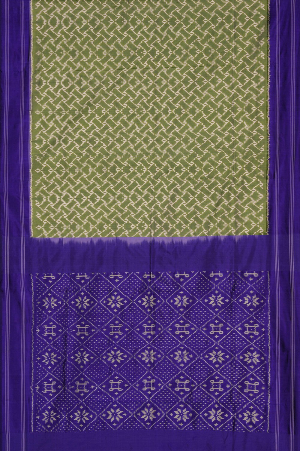 Image of Pochampally Ikat Silk Sage Green Saree