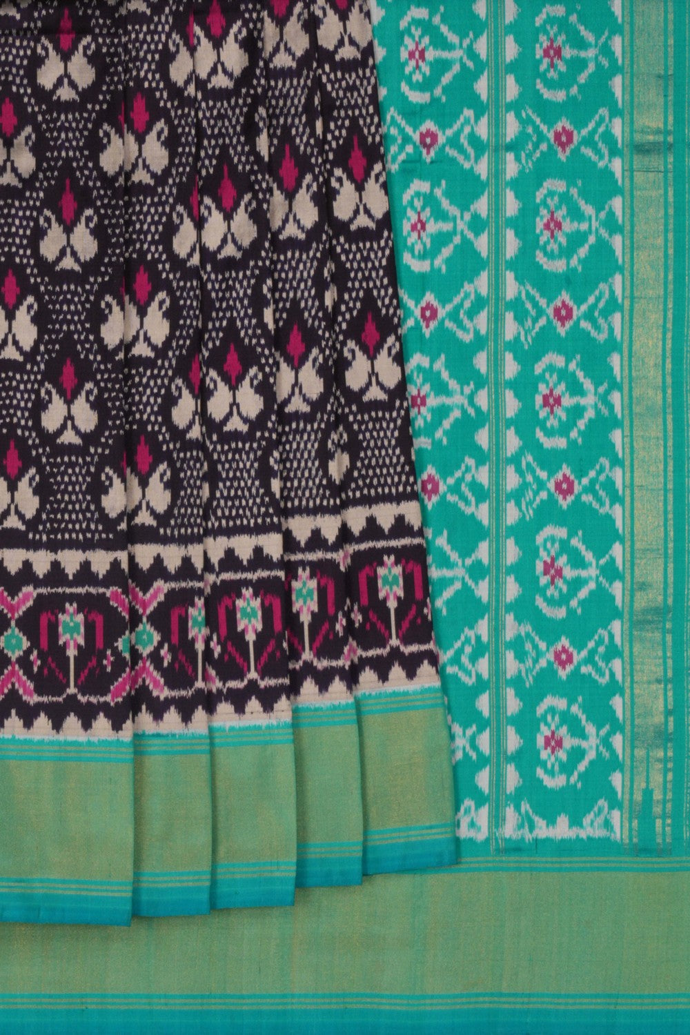 Image of Pochampally Ikat Silk Navy Blue Saree