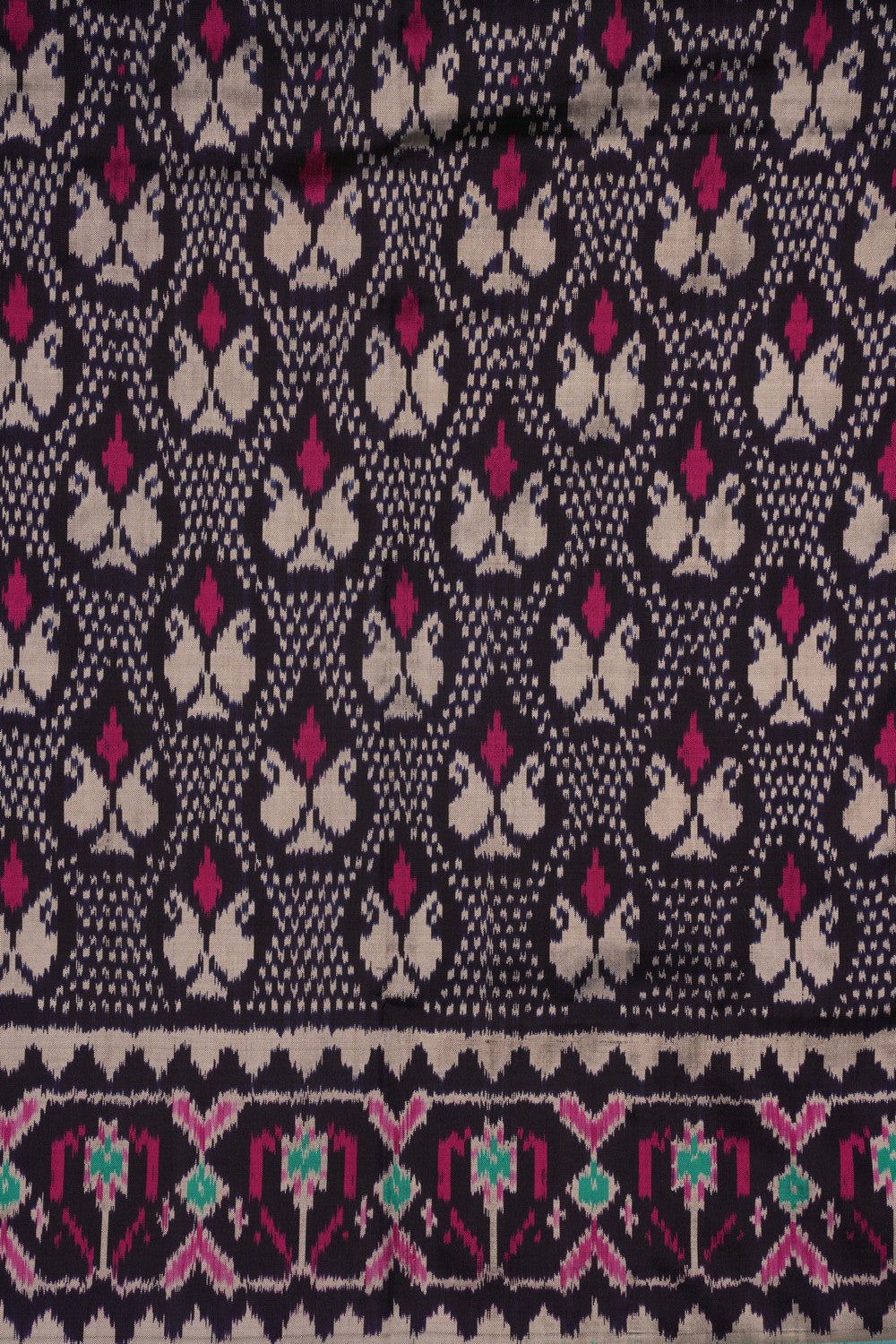 Image of Pochampally Ikat Silk Navy Blue Saree