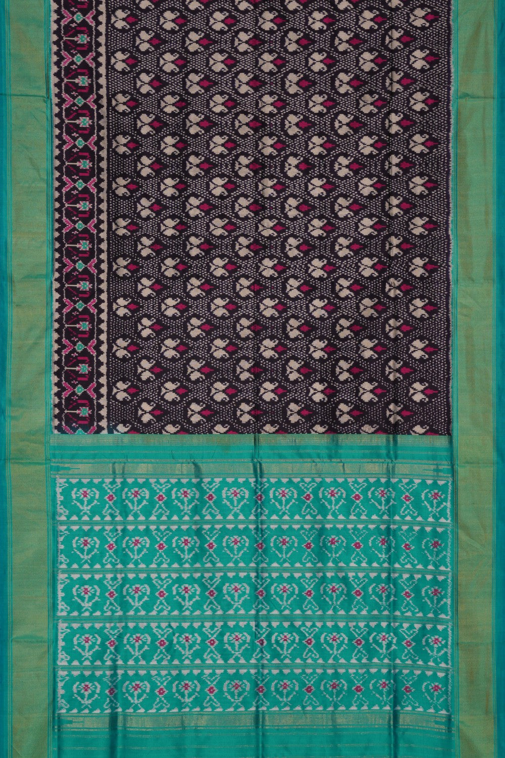 Image of Pochampally Ikat Silk Navy Blue Saree