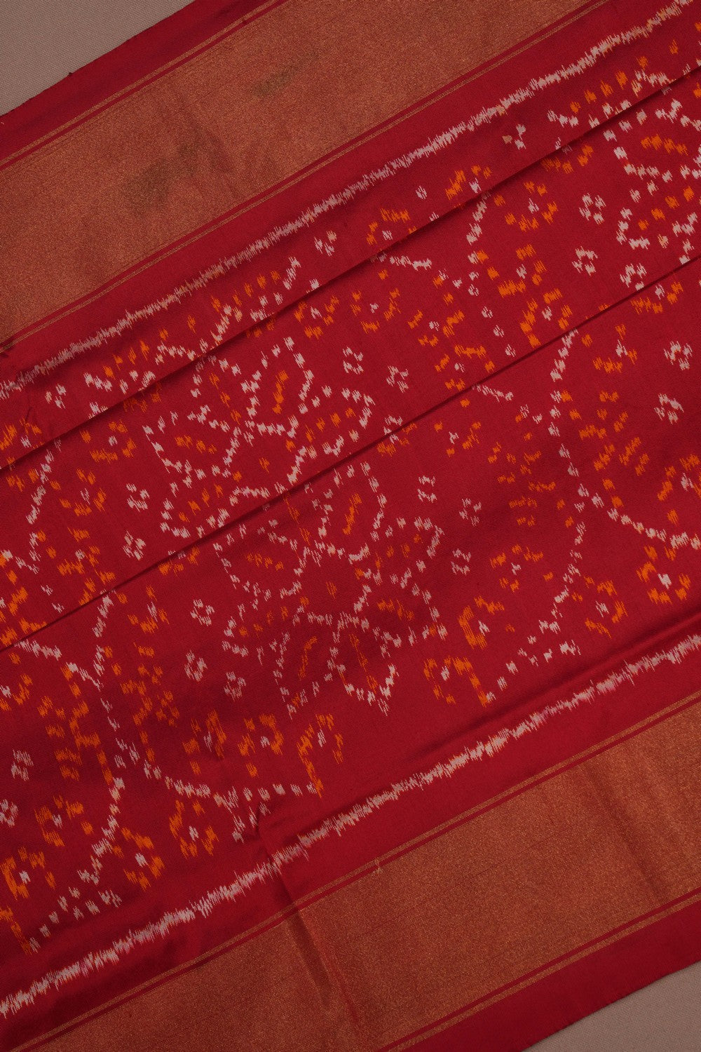 Pochampally Ikat Silk Red Saree