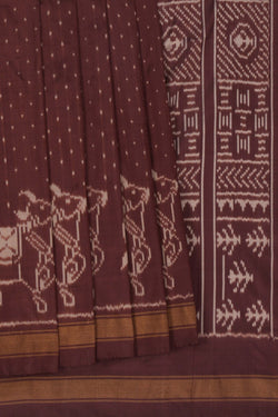 Image of Pochampally Ikat Silk Brown Saree