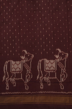 Image of Pochampally Ikat Silk Brown Saree