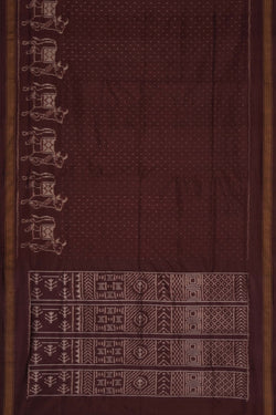 Image of Pochampally Ikat Silk Brown Saree